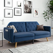 Blue velvet upholstered modern convertible folding futon lounge by La Spezia additional picture 18