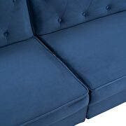 Blue velvet upholstered modern convertible folding futon lounge additional photo 5 of 18