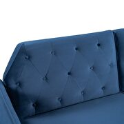 Blue velvet upholstered modern convertible folding futon lounge by La Spezia additional picture 6