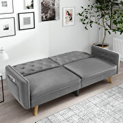Gray velvet upholstered modern convertible folding futon lounge by La Spezia additional picture 15