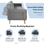 Gray velvet upholstered modern convertible folding futon lounge additional photo 4 of 15