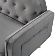 Gray velvet upholstered modern convertible folding futon lounge by La Spezia additional picture 6