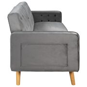 Gray velvet upholstered modern convertible folding futon lounge by La Spezia additional picture 9