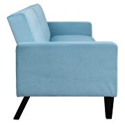 Blue velvet upholstered modern convertible folding futon lounge by La Spezia additional picture 13
