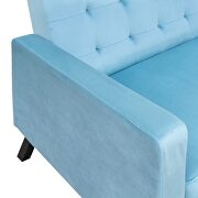 Blue velvet upholstered modern convertible folding futon lounge by La Spezia additional picture 14