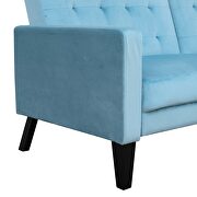 Blue velvet upholstered modern convertible folding futon lounge by La Spezia additional picture 16