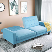 Blue velvet upholstered modern convertible folding futon lounge by La Spezia additional picture 19