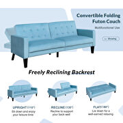 Blue velvet upholstered modern convertible folding futon lounge by La Spezia additional picture 20
