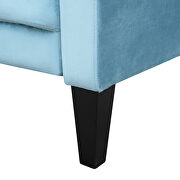Blue velvet upholstered modern convertible folding futon lounge additional photo 5 of 19