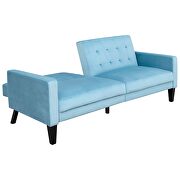 Blue velvet upholstered modern convertible folding futon lounge by La Spezia additional picture 7