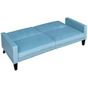 Blue velvet upholstered modern convertible folding futon lounge by La Spezia additional picture 8