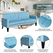 Blue velvet upholstered modern convertible folding futon lounge by La Spezia additional picture 9