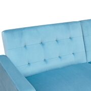 Blue velvet upholstered modern convertible folding futon lounge by La Spezia additional picture 10