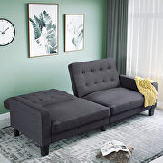 Gray linen upholstered modern convertible folding futon lounge by La Spezia additional picture 16