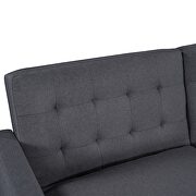 Gray linen upholstered modern convertible folding futon lounge additional photo 3 of 16