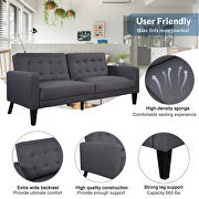 Gray linen upholstered modern convertible folding futon lounge additional photo 4 of 16