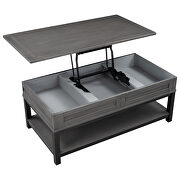 U-style gray lift top coffee table with inner storage space and shelf by La Spezia additional picture 3