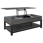 U-style gray lift top coffee table with inner storage space and shelf by La Spezia additional picture 4