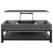 U-style gray lift top coffee table with inner storage space and shelf by La Spezia additional picture 8