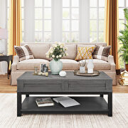 U-style gray lift top coffee table with inner storage space and shelf by La Spezia additional picture 9