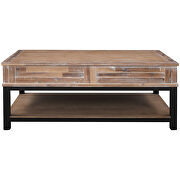 U-style brown lift top coffee table with inner storage space and shelf by La Spezia additional picture 3