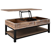 U-style brown lift top coffee table with inner storage space and shelf by La Spezia additional picture 5