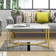 Marble finish top u_style modern rectangle wooden coffee table by La Spezia additional picture 8