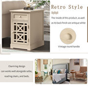 Antique white retro end table with hidden storage area for usb port by La Spezia additional picture 12