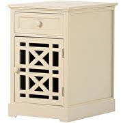 Antique white retro end table with hidden storage area for usb port by La Spezia additional picture 15