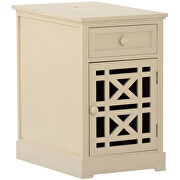 Antique white retro end table with hidden storage area for usb port additional photo 5 of 19