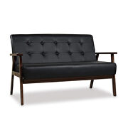 Modern solid loveseat sofa upholstered black pu leather 2-seat couch by La Spezia additional picture 2