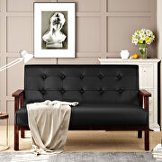 Modern solid loveseat sofa upholstered black pu leather 2-seat couch by La Spezia additional picture 12