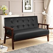 Modern solid loveseat sofa upholstered black pu leather 2-seat couch by La Spezia additional picture 13