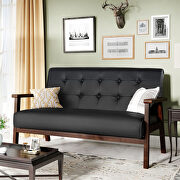 Modern solid loveseat sofa upholstered black pu leather 2-seat couch by La Spezia additional picture 14