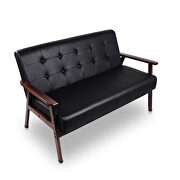Modern solid loveseat sofa upholstered black pu leather 2-seat couch by La Spezia additional picture 3