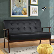 Modern solid loveseat sofa upholstered black pu leather 2-seat couch by La Spezia additional picture 5