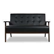 Modern solid loveseat sofa upholstered black pu leather 2-seat couch by La Spezia additional picture 8