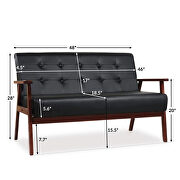 Modern solid loveseat sofa upholstered black pu leather 2-seat couch by La Spezia additional picture 9