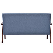 Modern solid loveseat sofa blue linen blend fabric 2-seat couch by La Spezia additional picture 2
