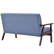 Modern solid loveseat sofa blue linen blend fabric 2-seat couch by La Spezia additional picture 14