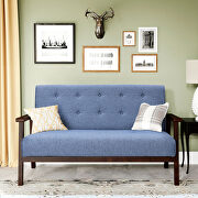 Modern solid loveseat sofa blue linen blend fabric 2-seat couch by La Spezia additional picture 17
