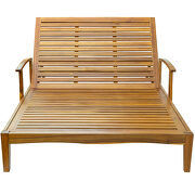 Natural wood finish/ blue cushion outdoor double chaise lounge chair additional photo 4 of 13