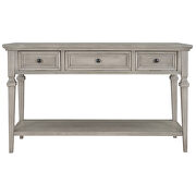 Gray wash wood classic retro style console table with three top drawers by La Spezia additional picture 2