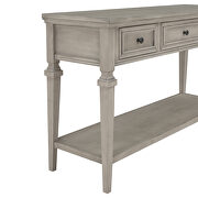 Gray wash wood classic retro style console table with three top drawers by La Spezia additional picture 12