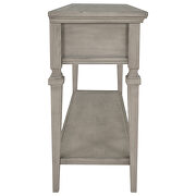 Gray wash wood classic retro style console table with three top drawers by La Spezia additional picture 15