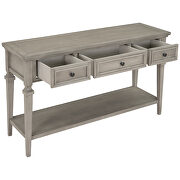 Gray wash wood classic retro style console table with three top drawers by La Spezia additional picture 18