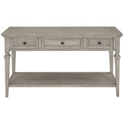 Gray wash wood classic retro style console table with three top drawers by La Spezia additional picture 3