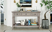 Gray wash wood classic retro style console table with three top drawers by La Spezia additional picture 5