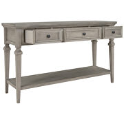 Gray wash wood classic retro style console table with three top drawers by La Spezia additional picture 6