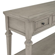 Gray wash wood classic retro style console table with three top drawers by La Spezia additional picture 10